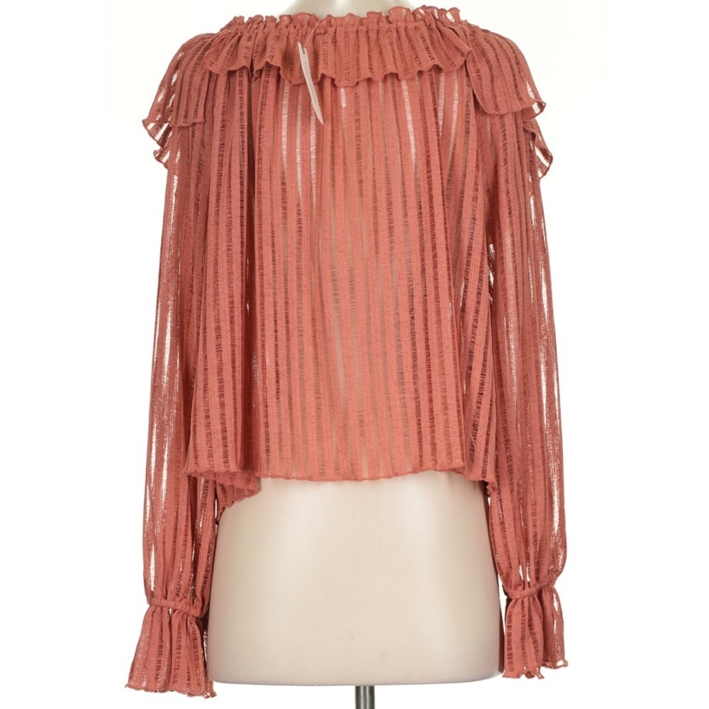 Anthropologie Rose Romantic Poet Ruffle Off The Shoulder Top Women’s Small - Picture 3 of 6